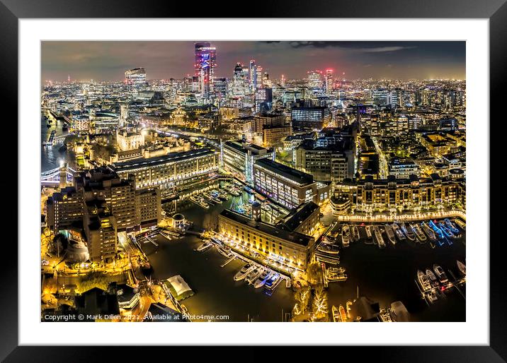 St katherine's Dock & the Square Mile, London Framed Mounted Print by Mark Dillen