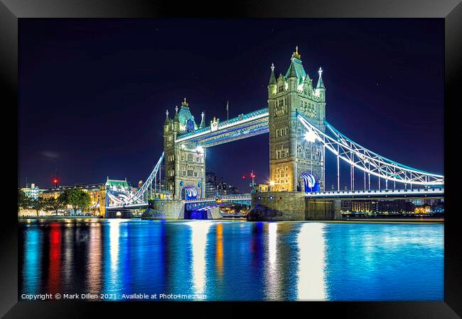 Tower Bridge at night Framed Print by Mark Dillen