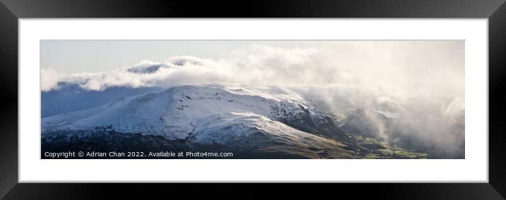 Clough Head and Thirlmere on a snowy day in the Lake District  Framed Mounted Print by Adrian Chan