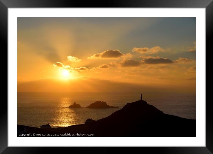 Cape Cornwall Sunset Framed Mounted Print by Roy Curtis