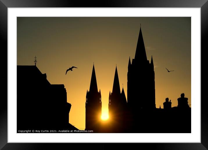 Truro Cathedral Sunset Framed Mounted Print by Roy Curtis