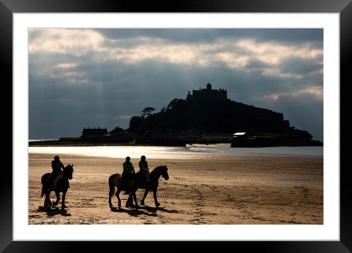 Horse Riders on Marazion Beach Framed Mounted Print by Roy Curtis