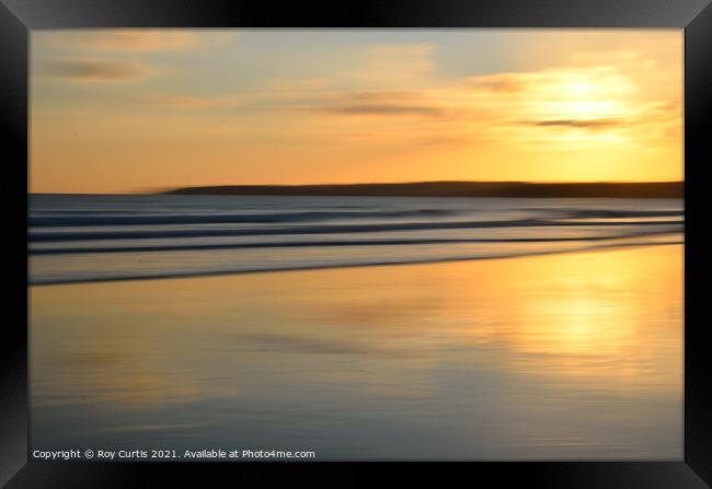 Carne Beach Sunset Framed Print by Roy Curtis