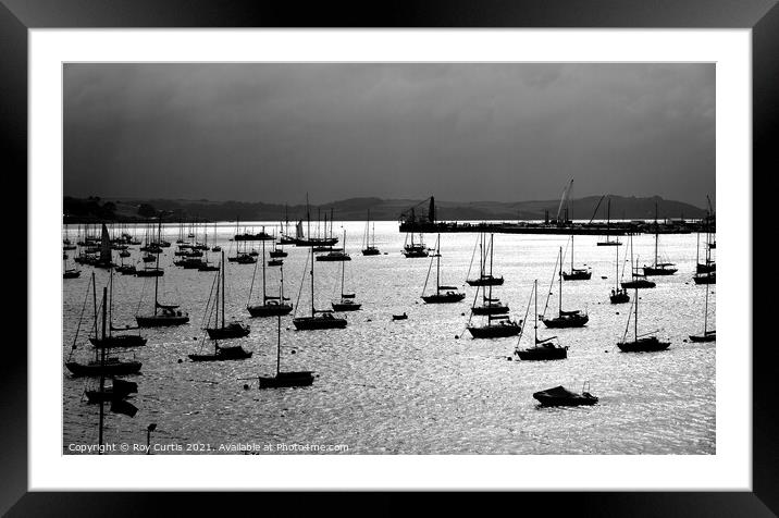 Falmouth Harbour Silhouettes Framed Mounted Print by Roy Curtis