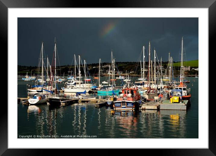 Falmouth Harbour Reflections. Framed Mounted Print by Roy Curtis