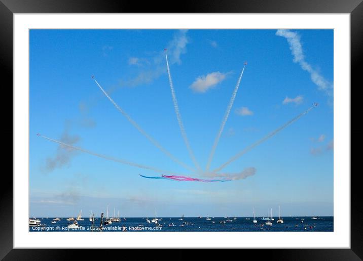 The Red Arrows over Falmouth Bay Framed Mounted Print by Roy Curtis