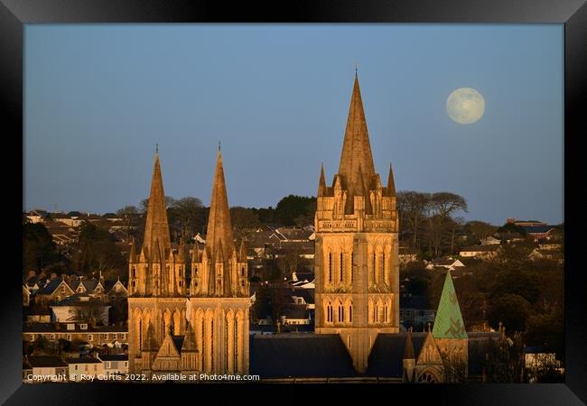 Truro Cathedral - The Wolf Moon Rising. Framed Print by Roy Curtis