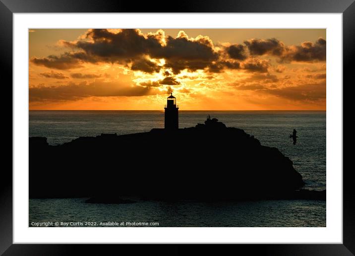 Godrevy Sunset Silhouette Framed Mounted Print by Roy Curtis