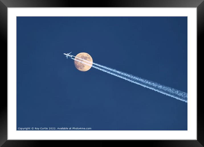 Moon Flypast Framed Mounted Print by Roy Curtis