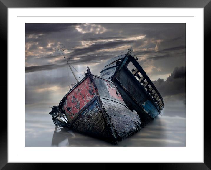 Boats at Pinmill Suffolk Framed Mounted Print by johnny weaver