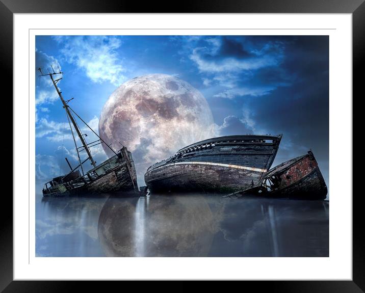 Boat Wrecks at Pinmill Suffolk Framed Mounted Print by johnny weaver
