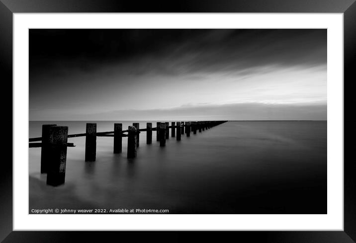 Shoebury East Boom in Black and White Long Exposure Framed Mounted Print by johnny weaver