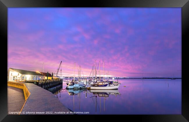 Heybridge Basin Sunrise Framed Print by johnny weaver