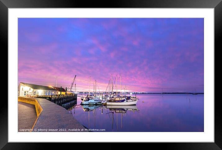 Heybridge Basin Sunrise Framed Mounted Print by johnny weaver