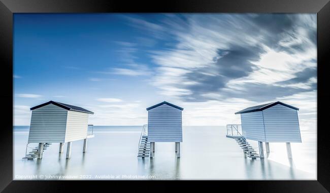 Maldon Beach Huts Long Exposure  Framed Print by johnny weaver