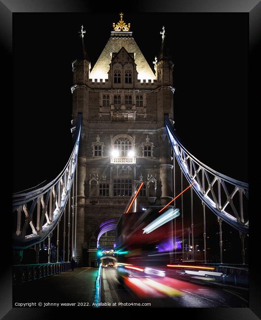 Tower Bridge London Night Scene Framed Print by johnny weaver