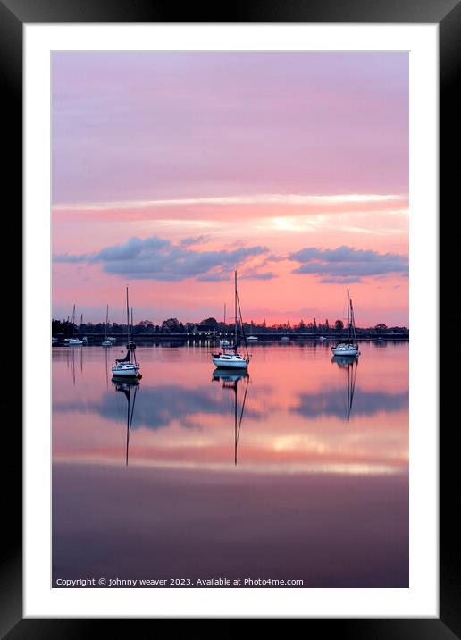 Maldon and Heybridge Basin Sunrise  Framed Mounted Print by johnny weaver