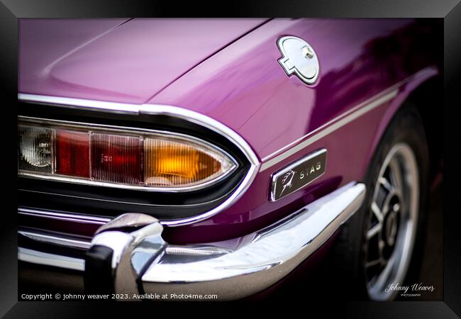 Triumph Stag Rear Quarter Framed Print by johnny weaver