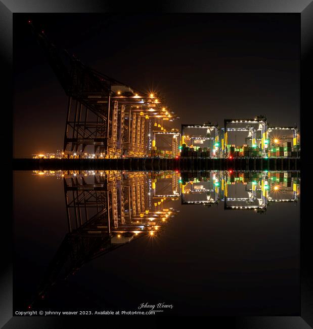 Felixstowe Docks by Night  Framed Print by johnny weaver