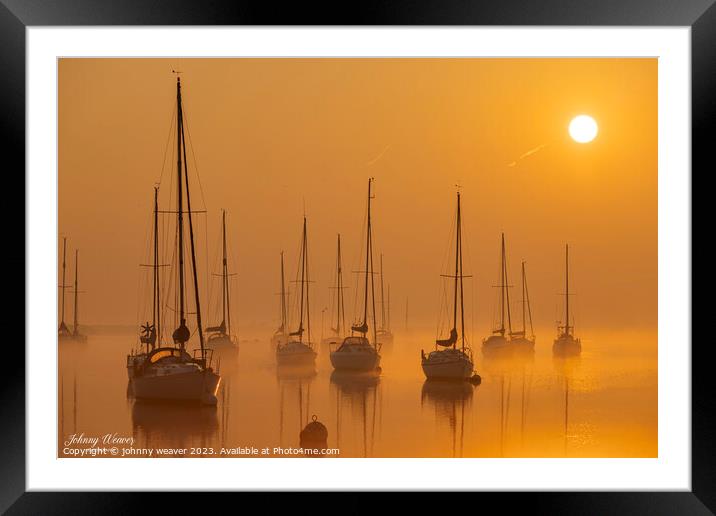 Golden Sunrise Boats River Crouch Essex Framed Mounted Print by johnny weaver