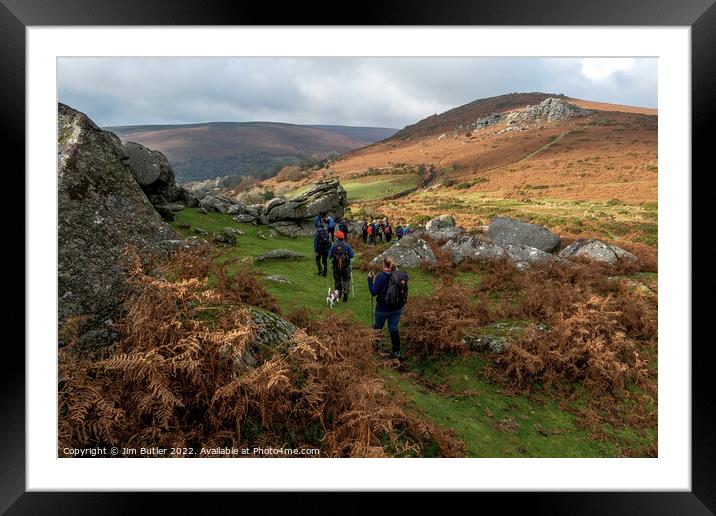 Dartmoor Hikers Framed Mounted Print by Jim Butler