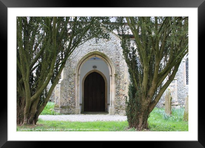Church porch between trees Framed Mounted Print by james craddock