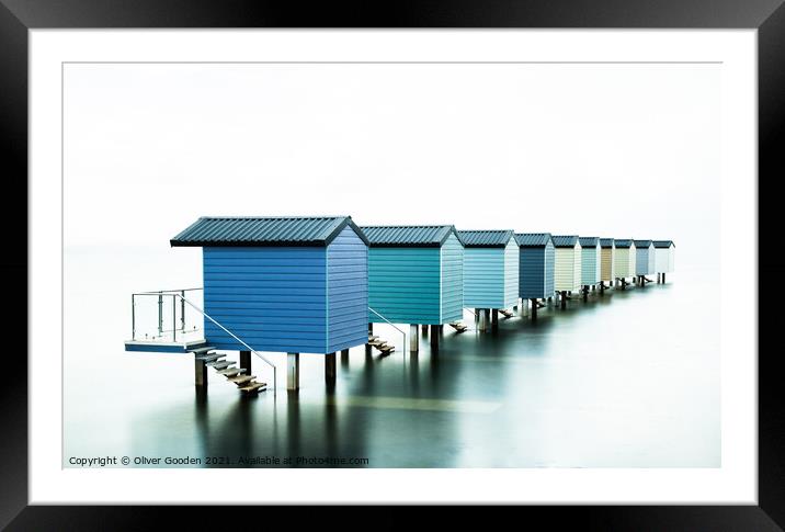 Beach Huts Framed Mounted Print by Oliver Gooden