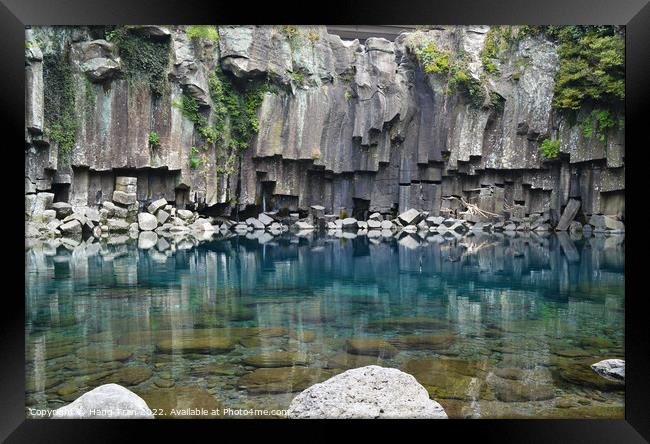 Cheonjiyeon Waterfall in Jeju Island Framed Print by Hang Tran