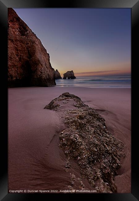 Alvor Beach at Sunrise, The Algarve. Framed Print by Duncan Spence