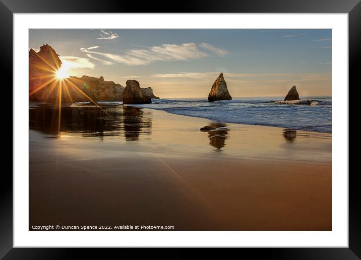 Shark Fin rocks, The Algarve. Framed Mounted Print by Duncan Spence