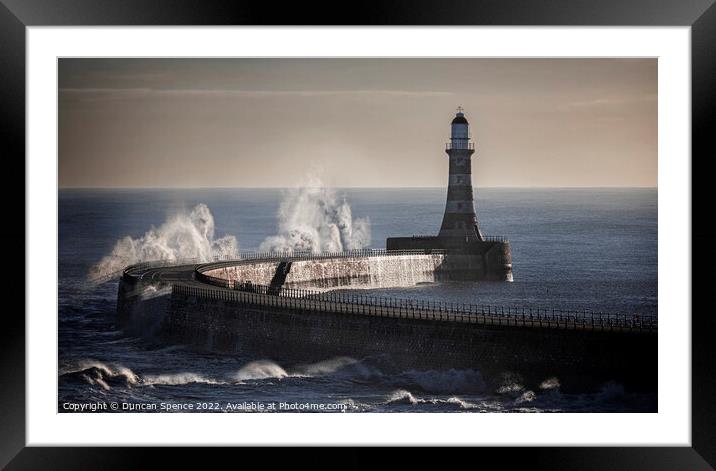 Roker Pier Storm Framed Mounted Print by Duncan Spence