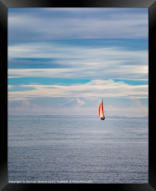 A loan Yacht Framed Print by Duncan Spence