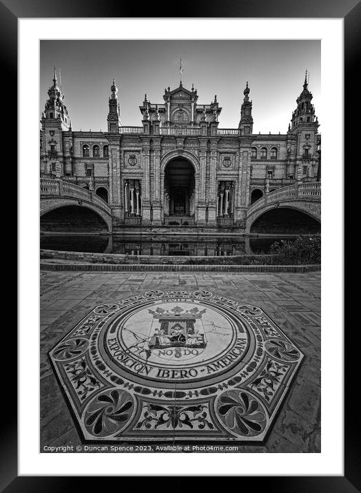 Plaza de Espania, Seville Framed Mounted Print by Duncan Spence