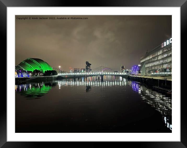 Bells Bridge at Night, Glasgow Framed Mounted Print by Kevin Jackson