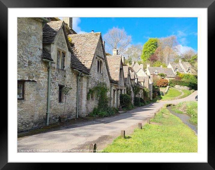 Cottage row at Bibury Framed Mounted Print by Elisabeth Lucas