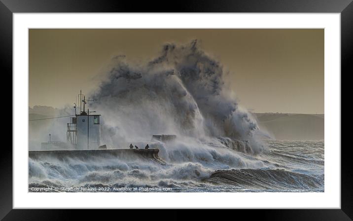 Storm Ciara at Porthcawl Framed Mounted Print by Stephen Jenkins