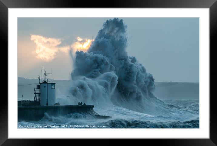 Storm Ciara at Porthcawl Framed Mounted Print by Stephen Jenkins