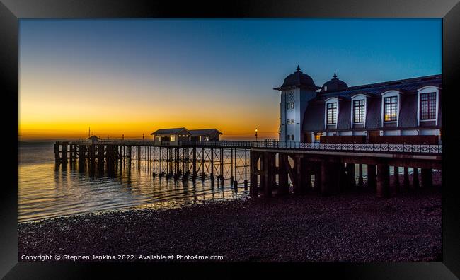 Penarth pier at sunrise Framed Print by Stephen Jenkins
