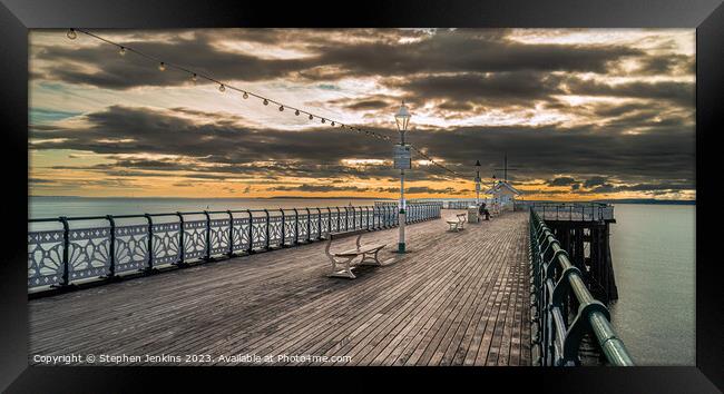 Penarth pier sunrise Framed Print by Stephen Jenkins