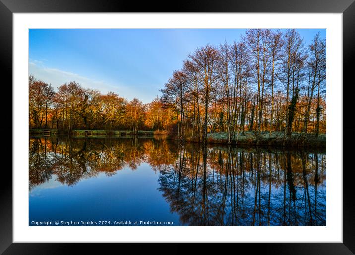 Treos pond reflections Framed Mounted Print by Stephen Jenkins
