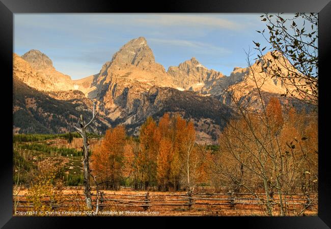 Sunrise on the Grand Tetons Framed Print by Donna Kennedy