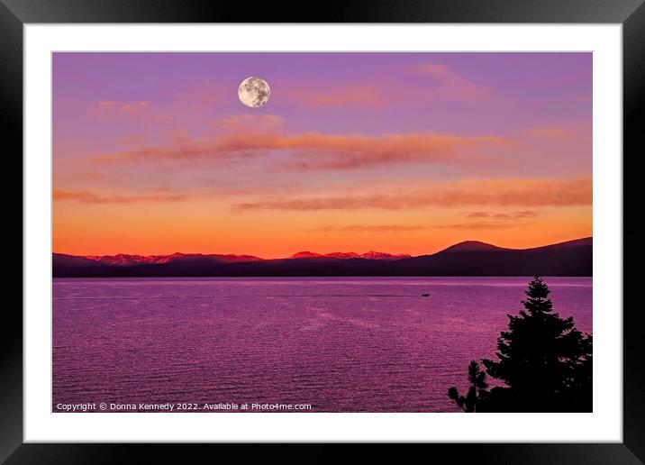 Full Moon Sunrise at Lake Tahoe Framed Mounted Print by Donna Kennedy
