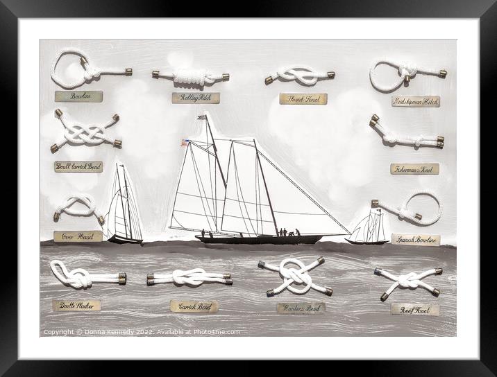 Nautical Sailor Knots Framed Mounted Print by Donna Kennedy