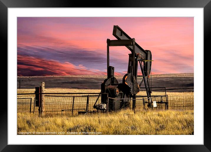 Oil Rig at Sunrise Framed Mounted Print by Donna Kennedy