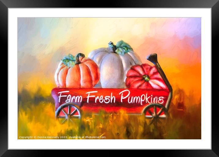 Farm Fresh Pumpkins Framed Mounted Print by Donna Kennedy