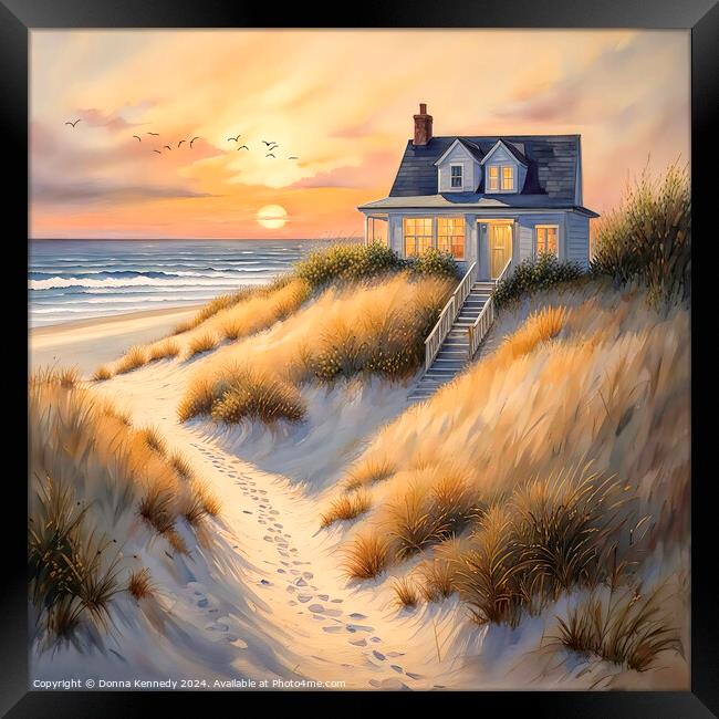 Cottage By the Sea  Framed Print by Donna Kennedy
