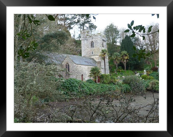 St Just in Roseland church, Cornwall Framed Mounted Print by Peter Hodgson
