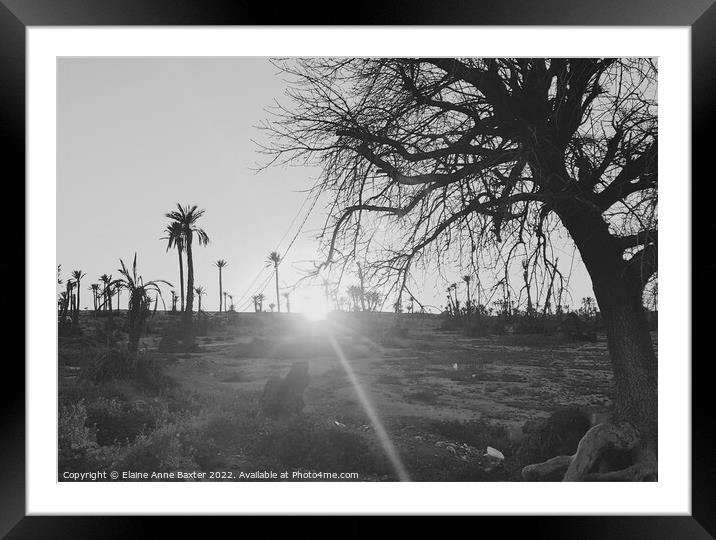 Sunset over Moroccan Desert Framed Mounted Print by Elaine Anne Baxter