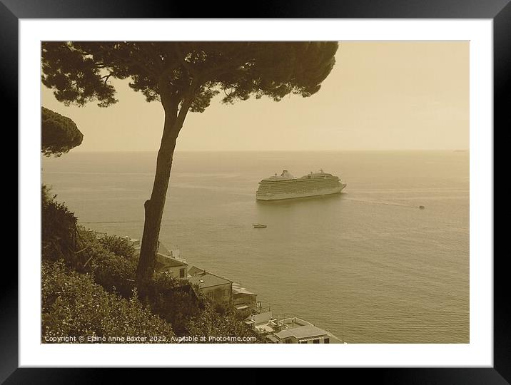 Cruise Ship on the Med Framed Mounted Print by Elaine Anne Baxter
