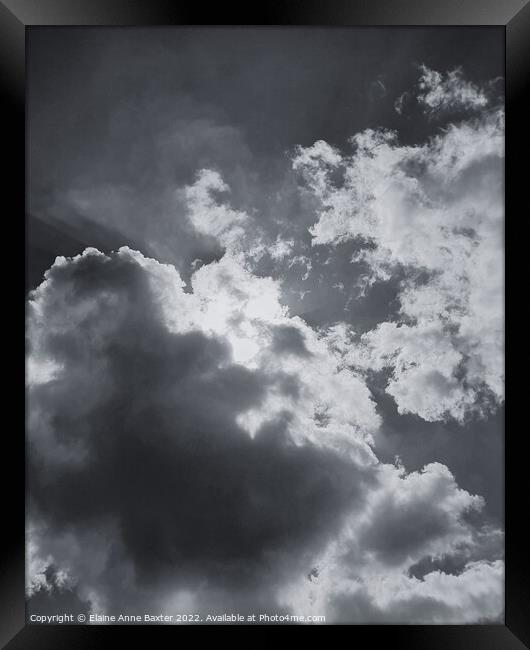 Sunlit Cloudy Sky Framed Print by Elaine Anne Baxter
